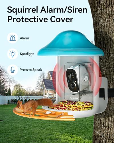 Howiray Smart Bird Feeder with Camera, Wild Bird Watching Camera with AI Identify-Auto Capture Bird Videos & Motion Detection | Bird Feeder Camera with Solar Power-Gift for Bird Lover Watching Birds