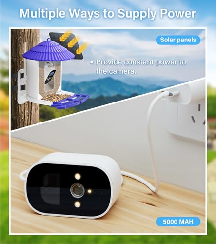 HIXX Smart Bird Feeder with Camera, Auto Capture Bird Videos & Bird Arrival Alerts, Bird Feeder Camera for Outside with AI Identify 10000+ Bird Species, with 32GB TF Card, Ideal for Family&Bird Lovers