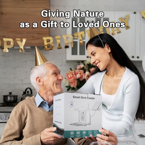 2024 Upgrade Bird Feeder with Camera, Smart AI Identify, 2K 4MP Bird Feeder Camera, Auto Capture When Motion Detected&APP Notify, Solar Powered, Built-in Microphone, Squirrel-Proof, Bird Lover Gift