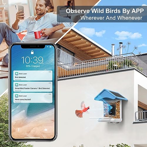 BROAIMX Smart Bird Feeder Camera, Free AI Forever, 1080P HD Camera Auto Capture Bird Videos & 2 Pcs Solar Panel, App Notify When Birds Detected, 32G High-Speed TF Card