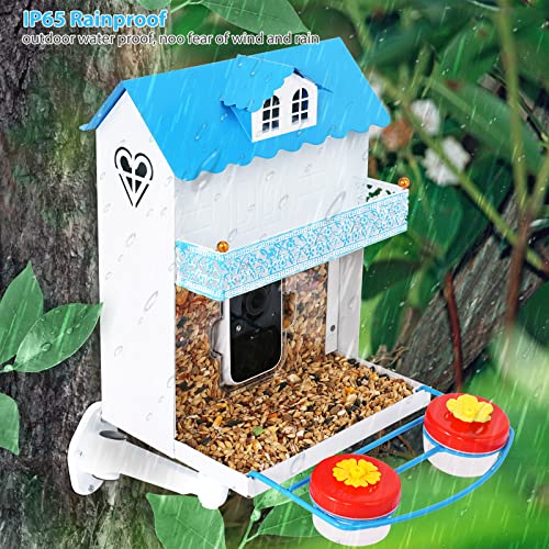 AMOEJOV hummingbird feeder camera,Smart bird Feeder with camera Auto Capture Birds and Notify,1080P HD Full Color Camera,Free 32G SD Card, Ideal Gift for bird lovers