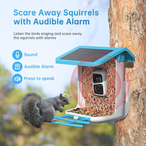 SMONET Bird Feeder with Camera B300: Smart Birdhouse Camera AI Recognition Solar Powered,Outdoor Wireless Wifi Birdfeeder Watching Live Video,Funny Birthday Gifts for Mom Mother Grandma Daughter