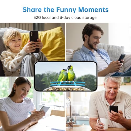 SMONET Bird Feeder with Camera B300: Smart Birdhouse Camera AI Recognition Solar Powered,Outdoor Wireless Wifi Birdfeeder Watching Live Video,Funny Birthday Gifts for Mom Mother Grandma Daughter
