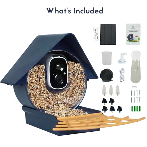 Birdkiss Smart Solar Feeder Camera: AI Identify WiFi Camera with Auto Bird Video Capture & Instant Notifications, Ideal Bird Lover Present