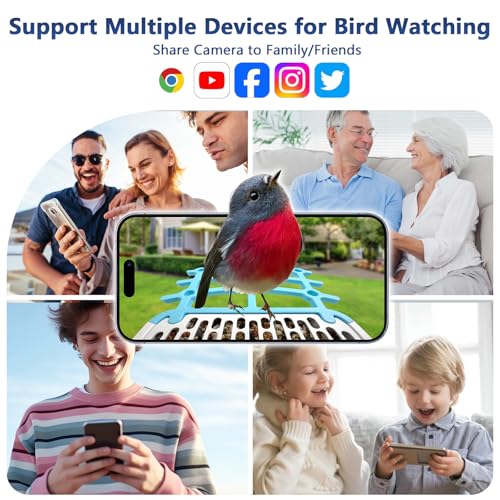 Smart Bird Feeder with Camera, Bird Feeders for Outdoors Bird Watching Camera 2.5K 4MP, AI Identify Auto Capture Bird Videos,Detection & Notify, Wireless Solar Powered Bird Camera Ideal for Bird Lover
