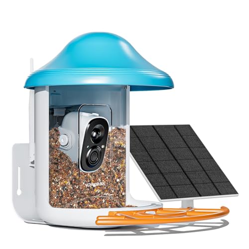 Howiray Smart Bird Feeder with Camera, Wild Bird Watching Camera with AI Identify-Auto Capture Bird Videos & Motion Detection | Bird Feeder Camera with Solar Power-Gift for Bird Lover Watching Birds