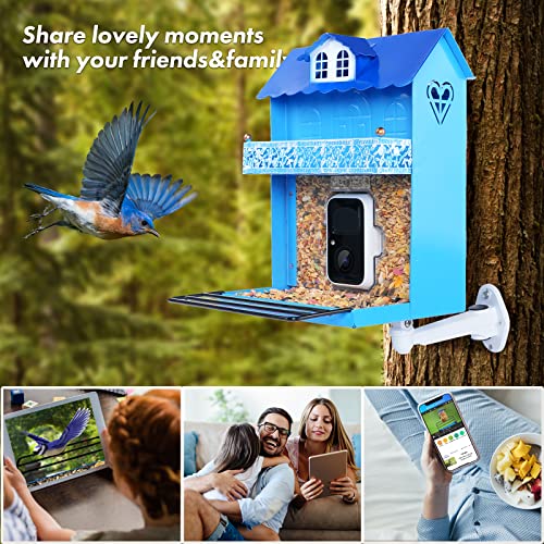 Bird Feeder with Camera,Smart Bird Feeder Camera Auto Capture Birds and Notify,IP65 Rainproof 1080P HD Full Color Night Vision Bird House Camera,Free 32G SD Card, Ideal Gift for bird lovers