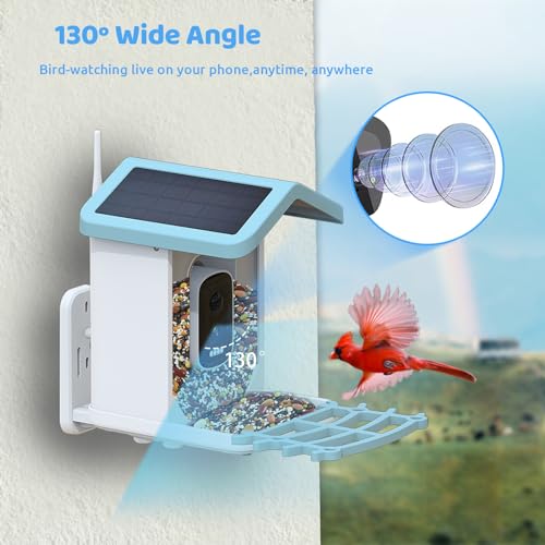 Smart Bird Feeder with Camera,𝗖𝗶𝗞𝗶𝗞𝗪𝗫𝗢 Solar Bird Feeder Outdoor Wireless,AI Identify Bird Breed,Solar Powered WiFi 2.5K Live Camera,Remote Monitoring,Motion Detection,SD Card & Cloud Storage