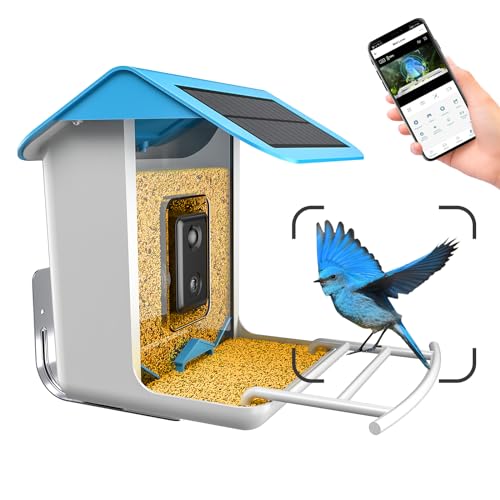 Farmice Bird Feeder with Camera, Smart Bird Feeder Camera with AI Recognition, Bird Feeder Camera Auto Capture Birds and Notify, Bird Camera Feeder for outside