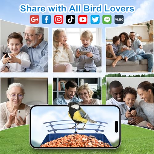 AUXCO Bird Feeder Camera, 4K High Resolution Smart Bird Feeder with Camera for Bird Watching, Color Night Vision, AI Identify 11000+ Species, Auto Capture Notify, Solar Powered, Gift for Bird Lovers
