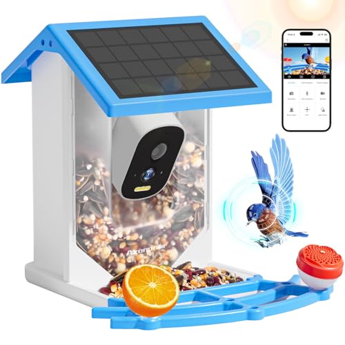 Smart Bird Feeder with Camera Solar Powered - 4K High Resolution AI Camera for Beautiful Close-up Shots and a Unique Bird Watching Experience, Ideal Present for Bird Lovers