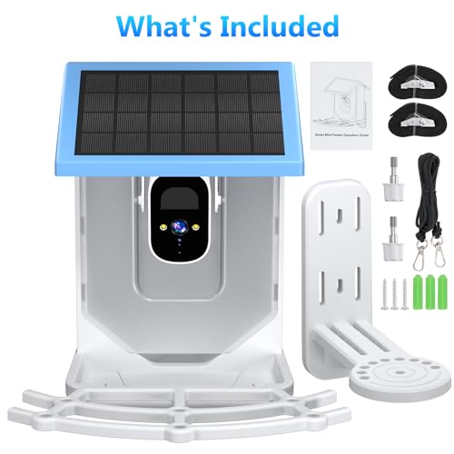 Bird Feeder with Camera Solar Powered, Outdoor Smart Bird Feeder, 4 MP HD Auto Capture Bird Videos, Real Time Views and Notifications, Ideal Gift for Christmas