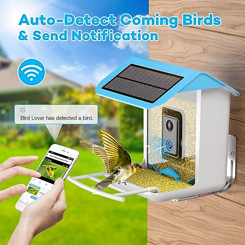 Farmice Bird Feeder with Camera, Smart Bird Feeder Camera with AI Recognition, Bird Feeder Camera Auto Capture Birds and Notify, Bird Camera Feeder for outside