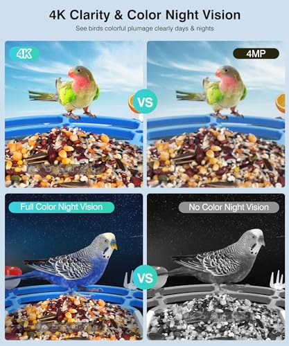 Smart Bird Feeder with Camera Solar Powered - 4K High Resolution AI Camera for Beautiful Close-up Shots and a Unique Bird Watching Experience, Ideal Present for Bird Lovers