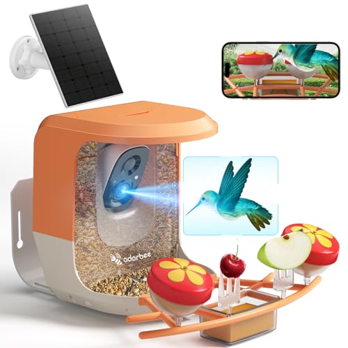 Adorbee Smart Bird Feeder with Camera: Solar Powered 1080P WiFi Wireless Outdoor Bird Watcher - Motion activated Auto AI Identify Capture Image Video - Ideal Gift for Bird Lovers and Wildlife Watching