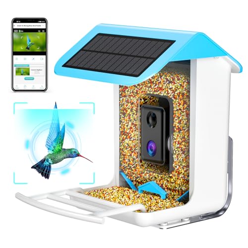 isYoung Smart Bird Feeder with Camera, Free AI Forever, Identify Bird Species, Solar Powered, Auto Capture & Notify, Ideal Gift for Bird Lovers