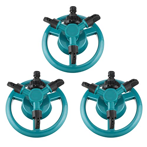 Maxdot 3 Pcs Lawn Sprinkler Adjustable 360 Degree Garden Sprinklers Rotation Automatic Large Area Coverage Green Yard Sprinklers for Kids Playing Plant Lawn Grass Irrigation