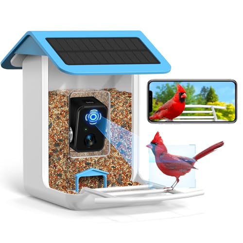 BROAIMX Smart Bird Feeder Camera, Free AI Forever, 32G TF Card & 1080P HD Camera Auto Capture Bird Videos & Solar Panel, App Notify When Birds Detected, Bird House with Built-in Two-Way Microphone