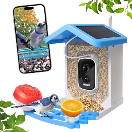 Bird Feeder with Camera,Smart Bird Feeder Camera Solar Powered with AI Identify,Auto Capture 4MP Bird Videos&Instant Notifications,Gift for Bird Lover