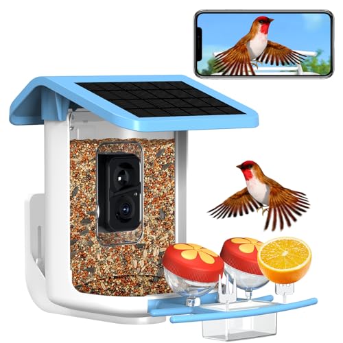 BROAIMX Smart Bird Feeder with Camera, AI Identify 11000+ Bird Species, Bird Watching Camera, Auto Capture Bird Videos & APP Instant Notifications, Bird House with Built-in Two-Way Microphone
