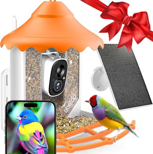 Smart Bird Feeder with Camera Solar Powered - Wireless Outdoor Bird Feeder Auto Capture & Identify 11,000+ Bird Species, 1080p HD View, Instant Alert, Ideal Bird Watching Camera for Bird Lover