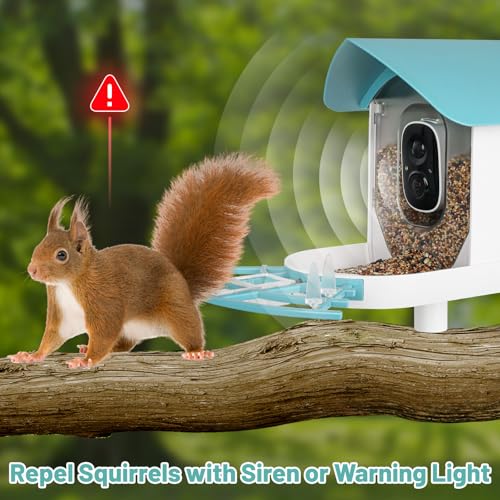 Bird Feeder with Camera, Smart Bird Feeder with Solar Panel, AI Identify, Bird House with 5000mAh Wrieless Camera, Auto Capture Bird Videos, 1080P HD, Wifi, Camera Bird Feeders for Bird Lovers
