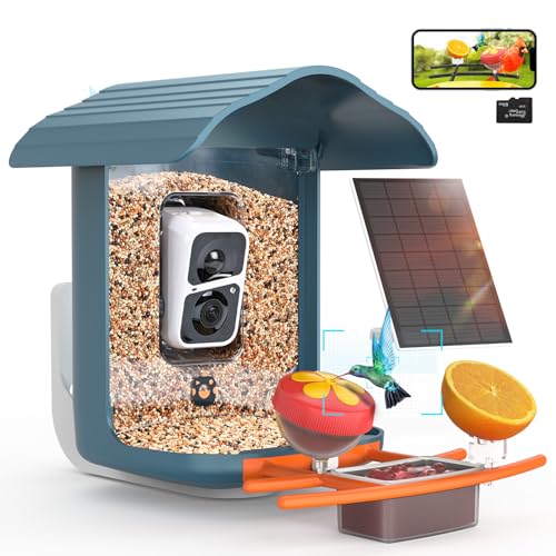 birdsnap® PAV - Smart Bird Feeder with Camera, 5 DIY Add-ons & 64G SD Card Auto Record Bird Video Bird House for Outside, AI Identify Bird Auto Capture with Solar Panel, Ideal Gift for Bird Lover