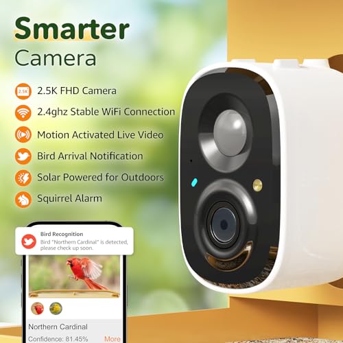 Bilantan BirdHi Mag- Metal Smart Bird Feeder with Camera Solar Powered, Lifetime Free AI Bird Feeder Camera 2.5K Motion Activated, Wireless Live Video Bird Feeder Wireless for Outdoors Pole Mount