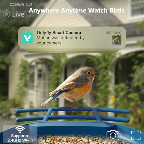 ONLYFLY Bird Feeder with Camera Solar Powered: Smart Birdfeeders Ai Identify Bird Species Live Feed Camera for Outside Backyard Tree - 2K Auto Capture Bird Videos Gifts for Birdwatcher Mom Dad