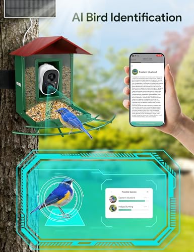 Osoeri Bird Feeder with Camera, Smart Bird Feeder Camera with AI Identify, Auto Capture Bird Videos & Motion Detection, Ideal Gift for Bird lovers