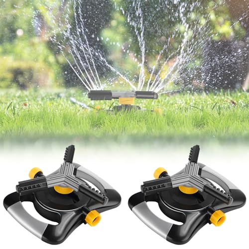 Blushtier 2 Pcs Lawn Sprinkler Oscillating Automatic 360 Degree Rotating Water Sprinkler Adjustable Large Area Coverage Traveling Sprinklers for Yard Irrigation System for 3/4" Garden Hose, 1095 Sq.ft
