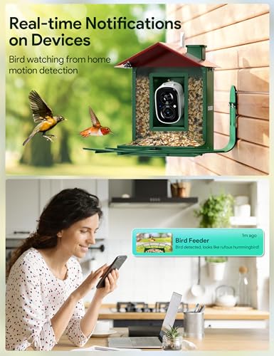 Osoeri Bird Feeder with Camera, Smart Bird Feeder Camera with AI Identify, Auto Capture Bird Videos & Motion Detection, Ideal Gift for Bird lovers