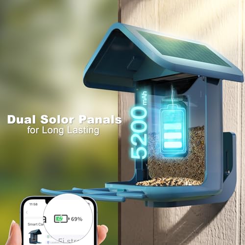 ONLYFLY Bird Feeder with Camera Solar Powered: Smart Birdfeeders Ai Identify Bird Species Live Feed Camera for Outside Backyard Tree - 2K Auto Capture Bird Videos Gifts for Birdwatcher Mom Dad