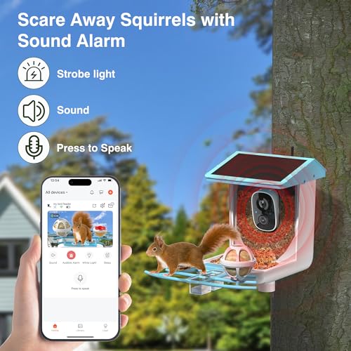 PETCAL Smart Bird Feeder, 1296P HD AI Identify Smart Bird Feeder with Camera, Auto Capture Bird Videos & Motion Detection Camera Solar Bird Feeder for Outside for Bird Lovers Gift