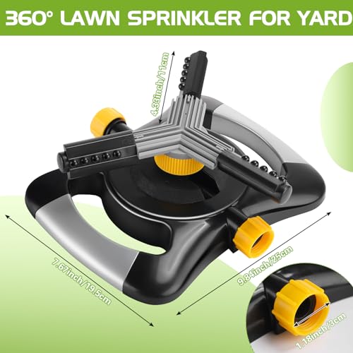 Blushtier 2 Pcs Lawn Sprinkler Oscillating Automatic 360 Degree Rotating Water Sprinkler Adjustable Large Area Coverage Traveling Sprinklers for Yard Irrigation System for 3/4" Garden Hose, 1095 Sq.ft