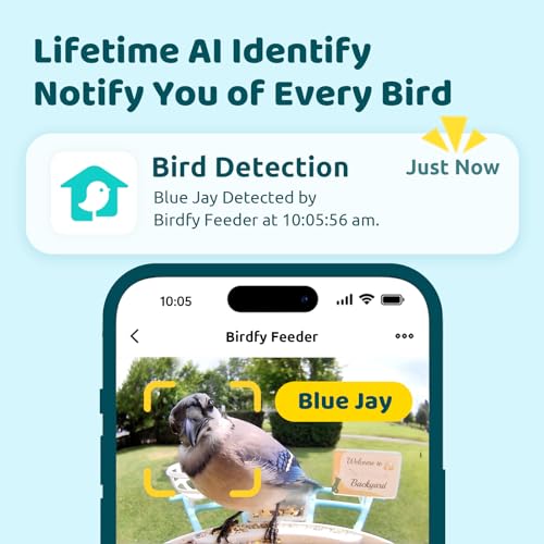 NETVUE Birdfy® AI Smart Bird Feeder with Camera Solar Powered, Lifetime AI Auto Capture Each Bird Come & Identify 6000+ Bird Species, Cloud Store Bird Videos & Birdwatching On Live, Ideal Gift (Blue)