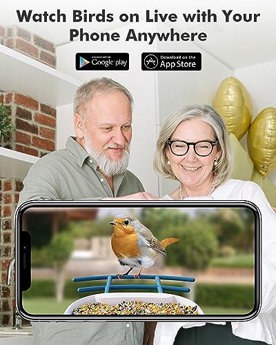 Dzees Smart Bird Feeder with Camera, Bird Feeder Camera Wireless Outdoor, AI Identify Bird Species, Auto Capture Bird Videos, 1080P HD Bird Camera with Solar Powered, SD&Cloud, Ideal Gift for Parents