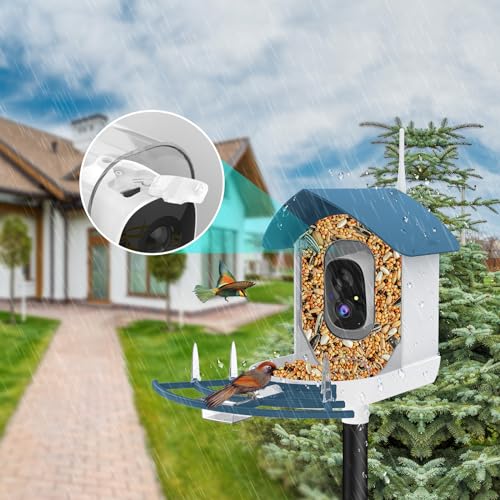 Bird Feeder with Camera,AI Identify Birds Species,Smart Birds Camera with Solar Powered,Auto Record 1080P Birds Video in Backyard,Instant Notifications,Ideal Gifts for Family and Bird Lovers,Navy Blue