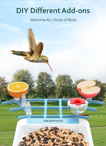 Osoeri Smart Bird Feeder with Camera, 1080P HD AI Identify Wild Bird Watching Camera, Auto Capture Bird Videos & Motion Detection, DIY Add-ons & Hummingbird Feeder, Bird Camera Gift for Bird Lover