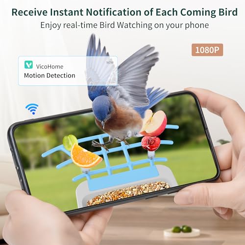 Twesync Smart Bird Feeder with Camera Solar Powered, 1080P HD AI Identify Wild Bird Feeder Camera 5000mAh, Auto Capture Bird Videos & Instant Notifications, Ideal Gift for Bird Lover