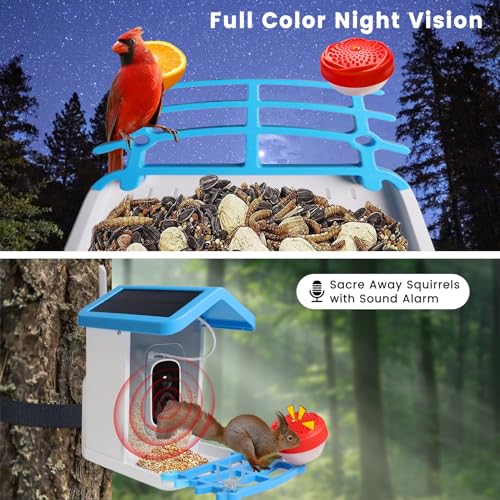 Bird Feeder with Camera,Smart Bird Feeder Camera Solar Powered with AI Identify,Auto Capture 4MP Bird Videos&Instant Notifications,Gift for Bird Lover