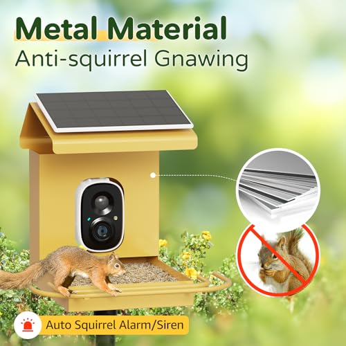 Bilantan BirdHi Mag- Metal Smart Bird Feeder with Camera Solar Powered, Lifetime Free AI Bird Feeder Camera 2.5K Motion Activated, Wireless Live Video Bird Feeder Wireless for Outdoors Pole Mount