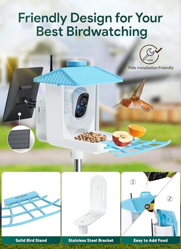Osoeri Smart Bird Feeder with Camera, 1080P HD AI Identify Wild Bird Watching Camera, Auto Capture Bird Videos & Motion Detection, DIY Add-ons & Hummingbird Feeder, Bird Camera Gift for Bird Lover