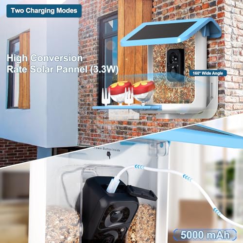 BROAIMX Smart Bird Feeder with Camera, AI Identify 11000+ Bird Species, Bird Watching Camera, Auto Capture Bird Videos & APP Instant Notifications, Bird House with Built-in Two-Way Microphone