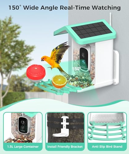 Bird Feeder with Camera, 4K HD AI Identify Bird Species, Smart Solar-Powered Bird Feeder, Auto Capture Bird& Motion Detection for Watching, Camera Bird Feeders Present for Bird Lovers