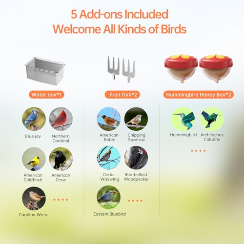 Adorbee Smart Bird Feeder with Camera: Solar Powered 1080P WiFi Wireless Outdoor Bird Watcher - Motion activated Auto AI Identify Capture Image Video - Ideal Gift for Bird Lovers and Wildlife Watching