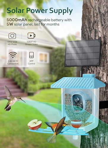 Osoeri Smart Bird Feeder with Camera, 1080P HD AI Identify Wild Bird Watching Camera, Auto Capture Bird Videos & Motion Detection, DIY Add-ons & Hummingbird Feeder, Bird Camera Gift for Bird Lover
