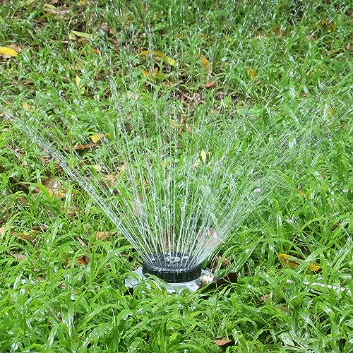 STYDDI Metal 9-Pattern Turret Lawn Sprinkler, 9 Pattern Garden Sprinkler with Heavy-duty Metal Base, Great for Small, Shaped, Medium-Sized Yard Areas, Coverage Area Up to 1,022 Sq.Ft