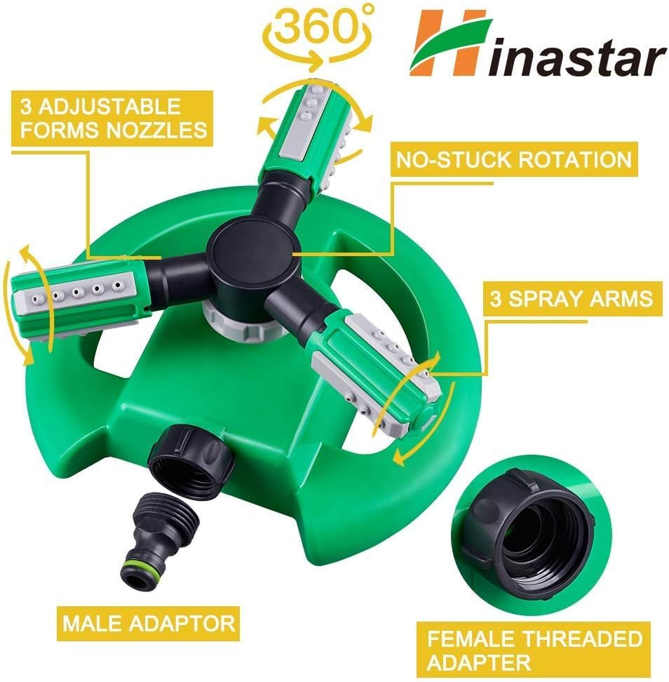 Hinastar Lawn Sprinkler, Automatic Garden Water Sprinkler, Upgrade 360 Degree Rotation Irrigation System, Large Area Coverage, Sprinkler for Yard, Lawn, Kids and Garden-2 Pack（Light Green）……