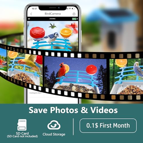 Bird Feeder with Camera,Smart Bird Feeder Camera Solar Powered with AI Identify,Auto Capture 4MP Bird Videos&Instant Notifications,Gift for Bird Lover